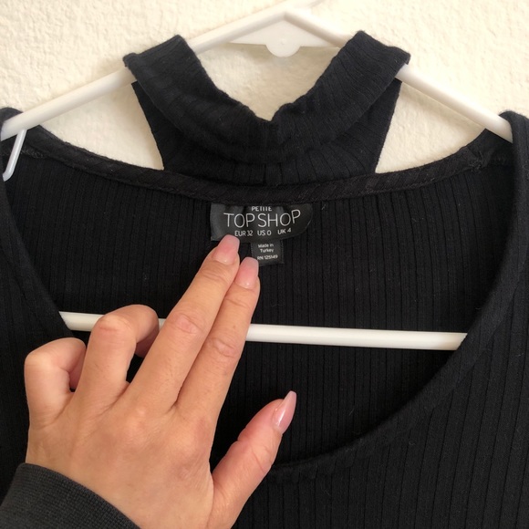 Topshop choker crop long sleeve top - Picture 6 of 7